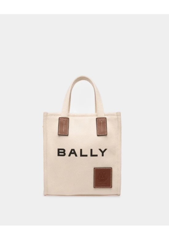 Bally Akelei Mini Tote Bag in Canvas Beige Women