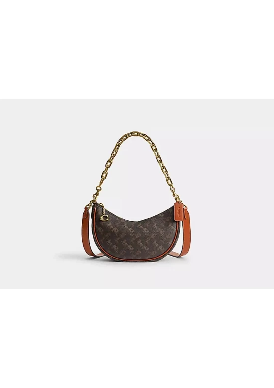 Coach Mira Shoulder Bag with Horse and Carriage Print Truffle Amber Women