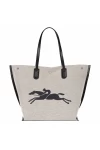 Longchamp Roseau L Tote Bag Ecru Canvas Women