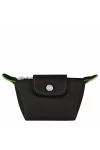 Longchamp Le Pliage Green Coin Purse Black Recycled Canvas Women