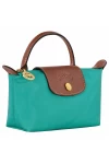 Longchamp Le Pliage Original Canvas Pouch with Handle Turquoise Women