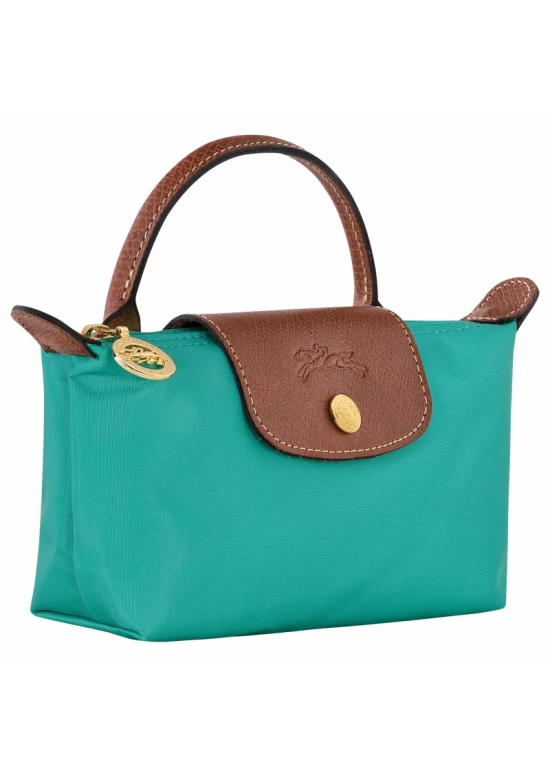 Longchamp Le Pliage Original Canvas Pouch with Handle Turquoise Women