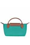 Longchamp Le Pliage Original Canvas Pouch with Handle Turquoise Women