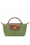 Longchamp Le Pliage Original Canvas Pouch with Handle Green Women