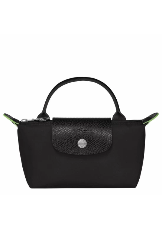 Longchamp Le Pliage Green Pouch with Handle Black Women