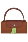 Longchamp Le Pliage Green S Handbag Recycled Canvas Cognac Women