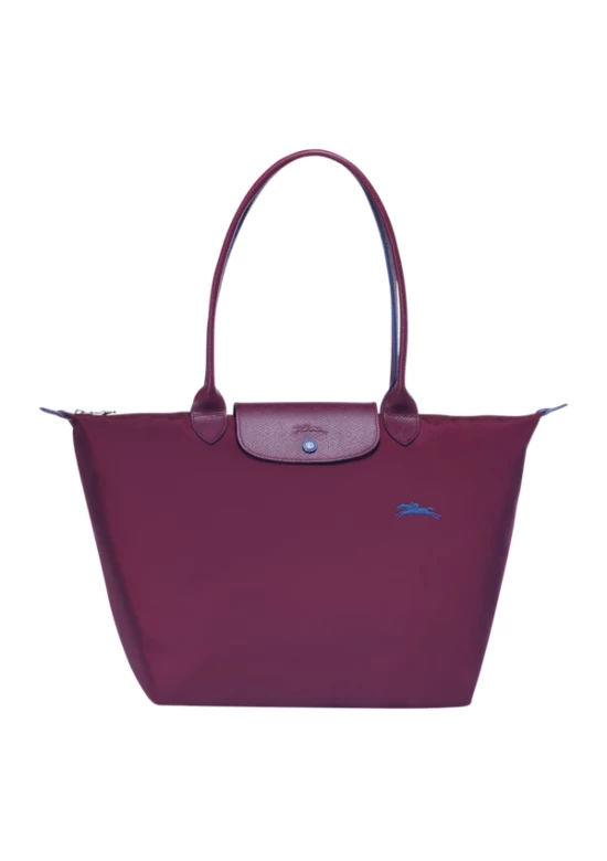 Longchamp Le Pliage Club Shoulder L Bag Plum Women 70th Anniversary Edition