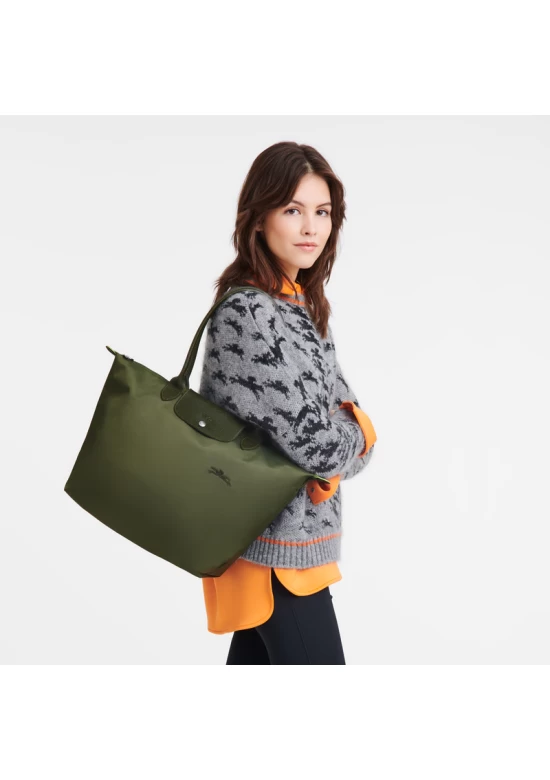 Longchamp Le Pliage Green L Tote Bag Recycled Canvas Forest Women