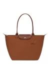 Longchamp Le Pliage Green L Tote Bag Recycled Canvas Cognac Women