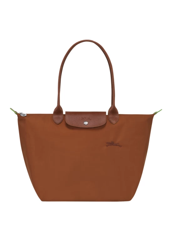 Longchamp Le Pliage Green L Tote Bag Recycled Canvas Cognac Women