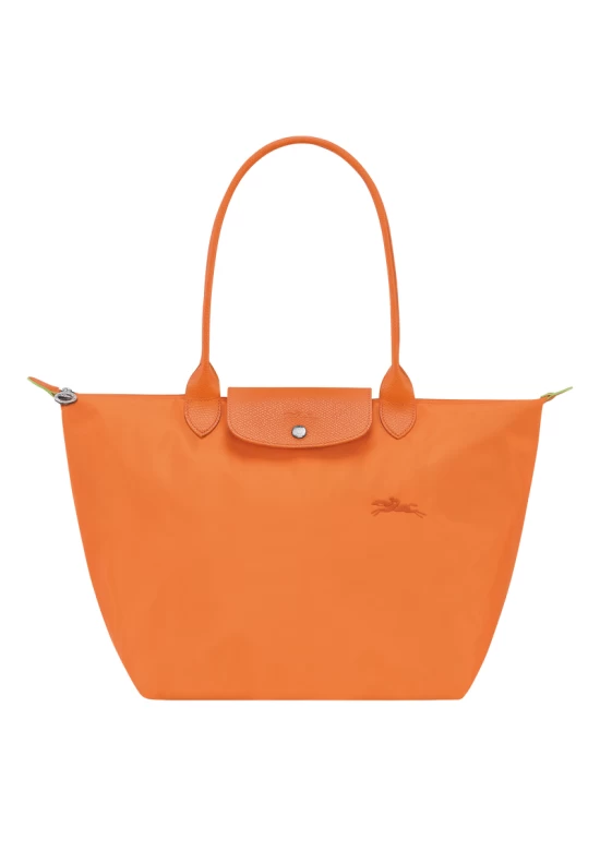 Longchamp Le Pliage Green L Tote Bag Recycled Canvas Orange Women