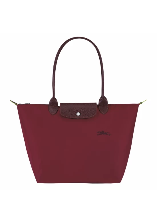 Longchamp Le Pliage Green L Tote Bag Recycled Canvas Red Women