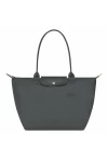 Longchamp Le Pliage Green L Tote Bag Recycled Canvas Graphite Women