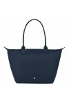 Longchamp Le Pliage Green L Tote Bag Recycled Canvas Navy Women