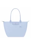 Longchamp Le Pliage Green L Tote Bag Recycled Canvas Sky Blue Women