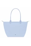 Longchamp Le Pliage Green L Tote Bag Recycled Canvas Sky Blue Women