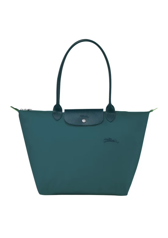 Longchamp Le Pliage Green L Tote Bag Recycled Canvas Peacock Women