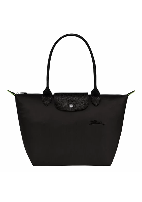 Longchamp Le Pliage Green M Tote Bag Recycled Canvas Black Women