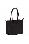 Longchamp Le Pliage Green M Tote Bag Recycled Canvas Black Women