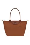 Longchamp Le Pliage Green M Tote Bag Recycled Canvas Cognac Women