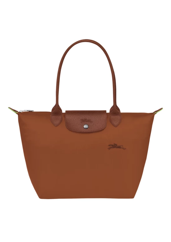 Longchamp Le Pliage Green M Tote Bag Recycled Canvas Cognac Women