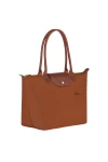 Longchamp Le Pliage Green M Tote Bag Recycled Canvas Cognac Women