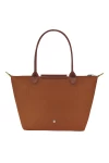 Longchamp Le Pliage Green M Tote Bag Recycled Canvas Cognac Women