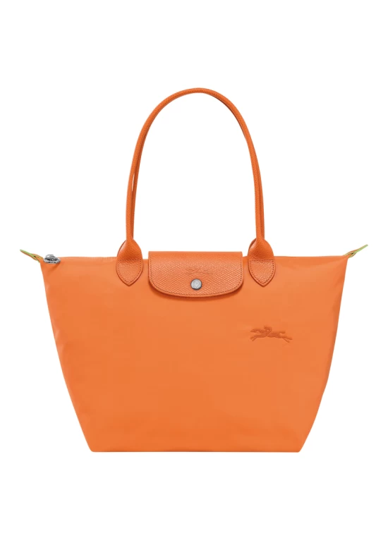 Longchamp Le Pliage Green M Tote Bag Recycled Canvas Orange Women