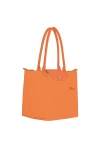 Longchamp Le Pliage Green M Tote Bag Recycled Canvas Orange Women