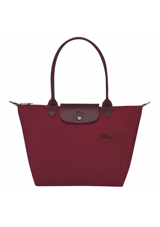 Longchamp Le Pliage Green M Tote Bag Recycled Canvas Red Women