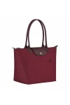 Longchamp Le Pliage Green M Tote Bag Recycled Canvas Red Women