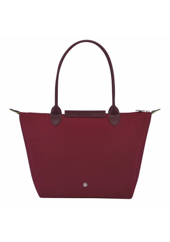 Longchamp Le Pliage Green M Tote Bag Recycled Canvas Red Women