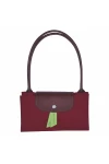 Longchamp Le Pliage Green M Tote Bag Recycled Canvas Red Women