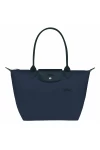 Longchamp Le Pliage Green M Tote Bag Recycled Canvas Navy Women