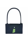 Longchamp Le Pliage Green M Tote Bag Recycled Canvas Navy Women