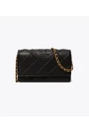 Tory Burch Fleming Soft Chain Wallet Black Women