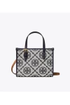 Tory Burch Mini T Monogram Square Tote Tory Navy Women