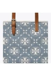 Tory Burch Small T Monogram Denim Tote Pearl Blue Women