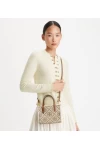 Tory Burch Mini T Monogram Square Tote Hazelnut Women