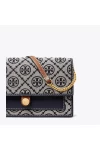 Tory Burch T Monogram Jacquard Chain Wallet Tory Navy Women