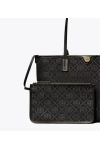 Tory Burch Small T Monogram Zip Tote Black Women