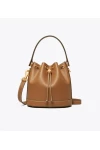 Tory Burch Leather Bucket Bag Moose Brown Women