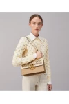 Tory Burch Miller Basket Weave Shoulder Bag Cheese White Women